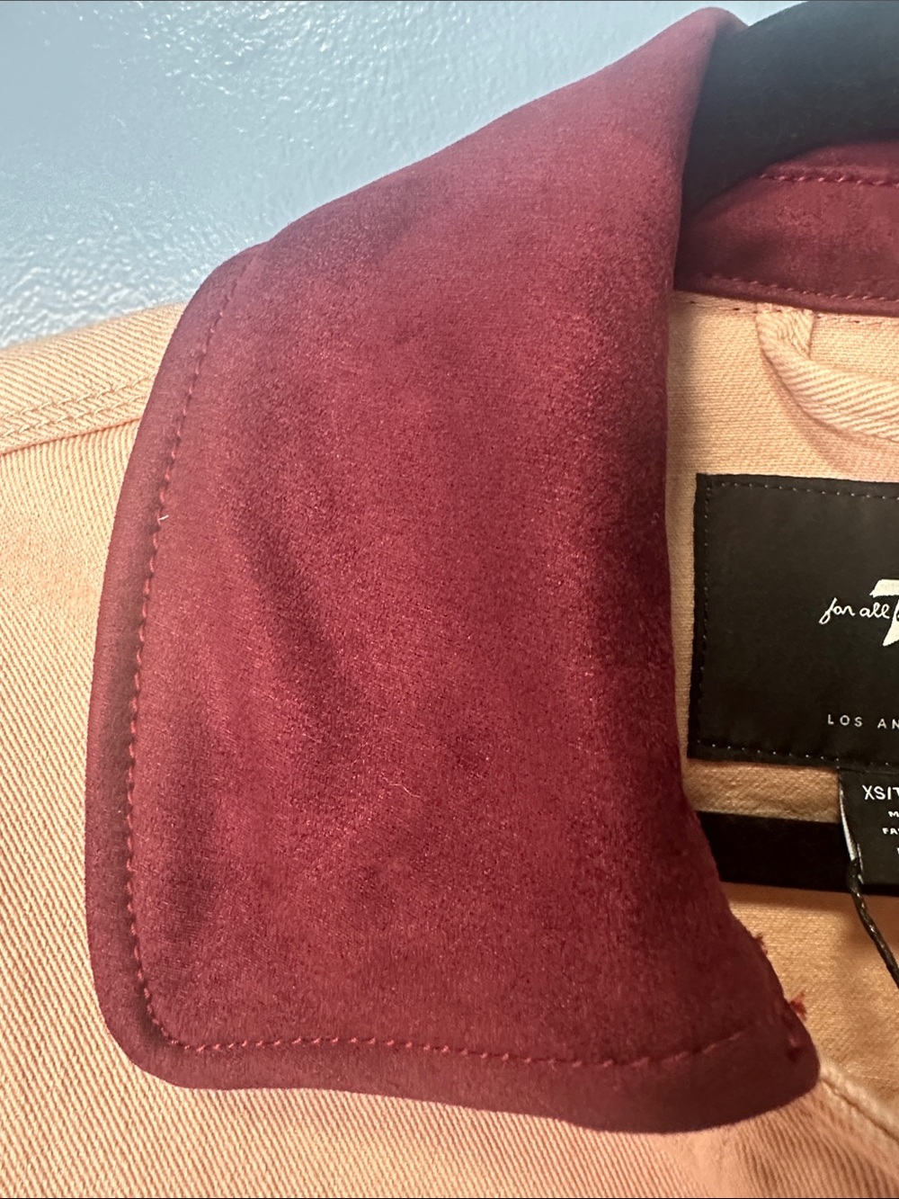 NWT 7 For All Mankind Cropped Utility canvas 
Jacket Rusty Blush Burgundy XS & S - Picture 9 of 14